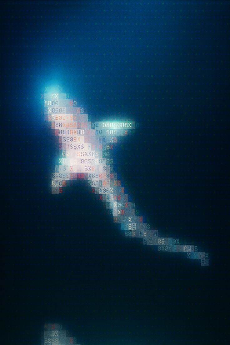 Abstract figure formed from streaming digits, representing data and compute